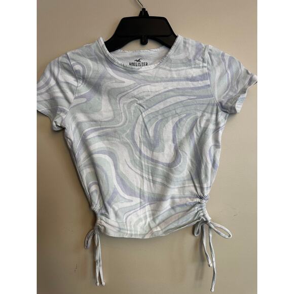 Hollister Pastel Swirl Ruched Baby Tee XS - Picture 6 of 7